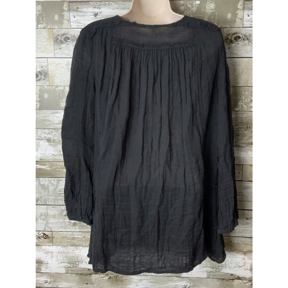 Free People Womens Black Sheer Button Down Tunic Top Size S - Picture 2 of 3
